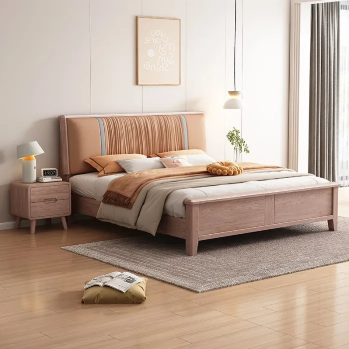 Contemporary Ash Wood Bed for Minimalist and Organized Bedrooms