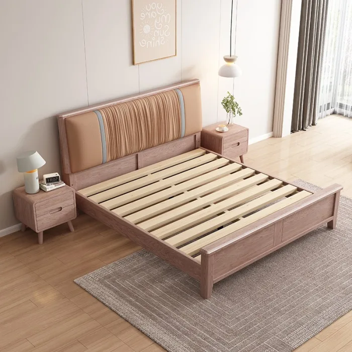 Contemporary Ash Wood Bed for Minimalist and Organized Bedrooms