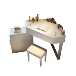 Contemporary Ash Wood Vanity Table for Organized Beauty Spaces