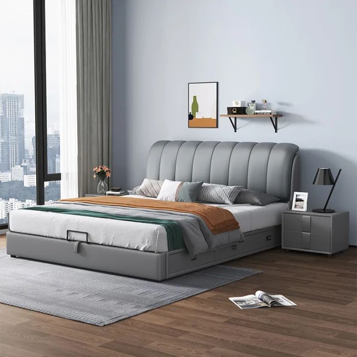 Contemporary Leather Bed for High-End Wholesale Markets