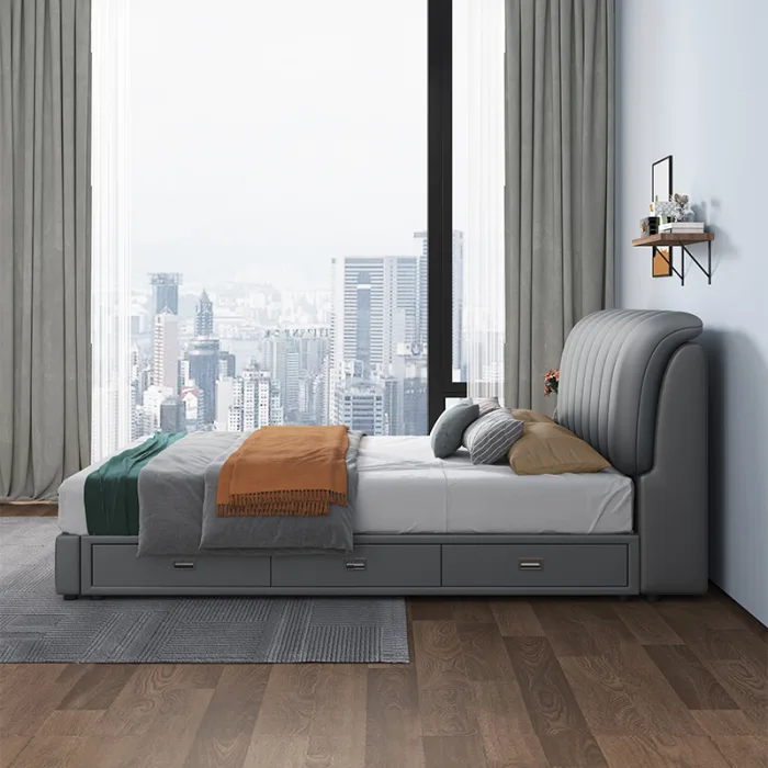 Contemporary Leather Bed for High-End Wholesale Markets