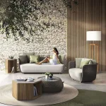 Contemporary Minimalist Outdoor Sofa for Upscale Courtyards and Gardens