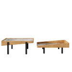 Contemporary Nordic Coffee Table with Rock Plate and Metal Frame