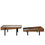 Contemporary Nordic Coffee Table with Rock Plate and Metal Frame
