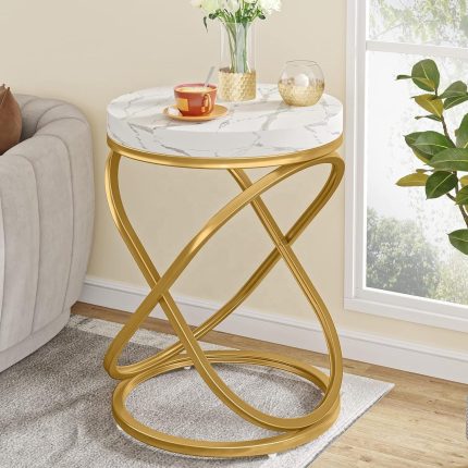 Contemporary Nordic Style Coffee Table with Ceramic Surface and Metal Legs
