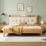 Contemporary Scandinavian Solid Wood Double Bed for Wholesale Orders