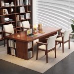 Contemporary Solid Wood Desk with Scandinavian Minimalism for Home Office