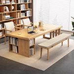 Contemporary Solid Wood Desk with Scandinavian Minimalism for Home Office