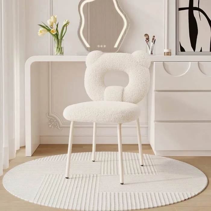 Elegant and cozy vanity stool with solid wood and sponge materials.