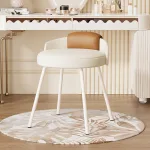 Solid wood vanity stool with plush sponge for maximum comfort.