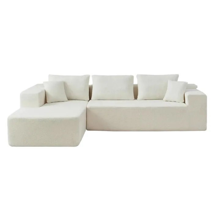 The Nordic-style cushioned sofa embodies simplicity, functionality, and elegance.