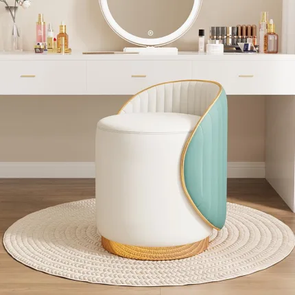 Solid wood vanity stool with plush sponge for maximum comfort.