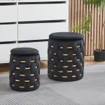 Stylish vanity stool with solid wood frame and sponge filling.