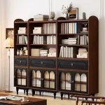 Durable Rubberwood Storage Cabinet with Vintage Aesthetic for Living Room