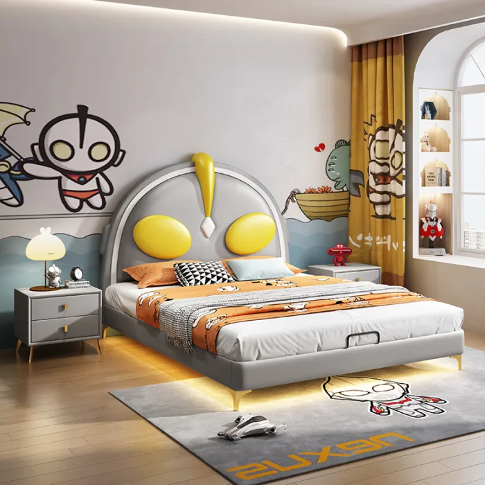 Durable Scandinavian Solid Wood Bed for Kids’ Bedrooms