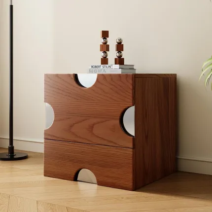 Vintage Rubber Wood Side Cabinet for Living Room Storage