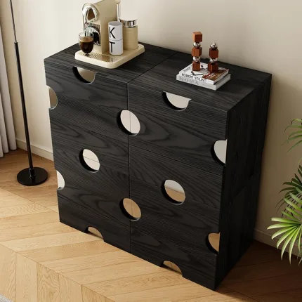 Vintage Rubber Wood Side Cabinet for Living Room Storage