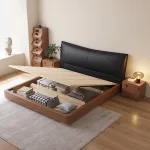 Experience comfort and elegance with a solid wood frame upholstered bed.