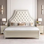 Elegant American-Inspired Wooden Bed with Light Luxury Finishing