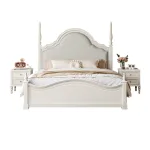 Elegant French-Inspired Wooden Bed with Light Luxury Aesthetic