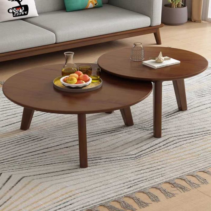 Elegant Scandinavian Solid Wood Coffee Table for Home and Office Spaces