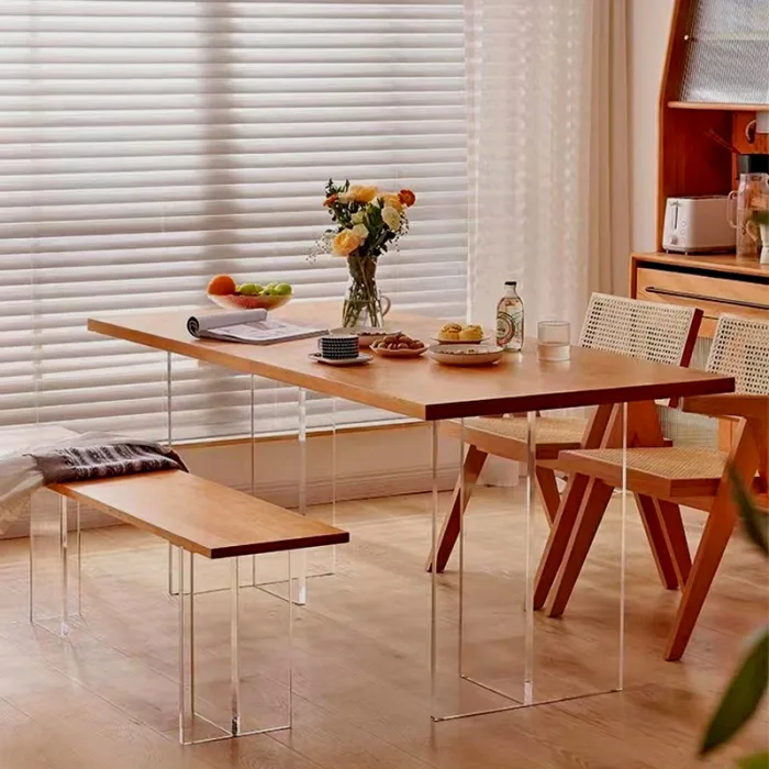 Solid Wood Dining Table - Wall-Mounted & Space-Saving​