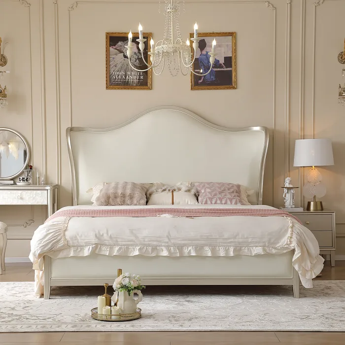French-Style Light Luxury Wooden Bed for Premium Comfort and Aesthetic