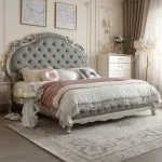 French-Style Light Luxury Wooden Bed for Premium Comfort and Aesthetic