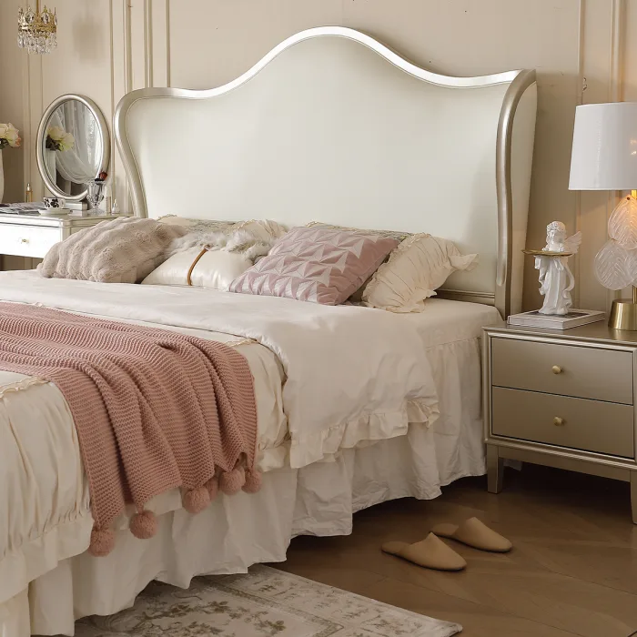 French-Style Light Luxury Wooden Bed for Premium Comfort and Aesthetic