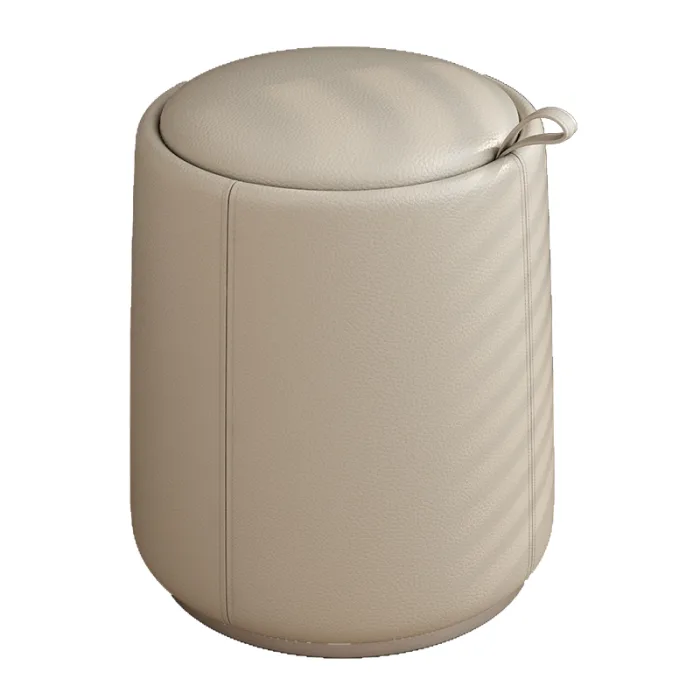 Solid wood vanity stool with plush sponge cushion for added comfort.