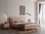 High-Quality Solid Wood Double Bed in Nordic Minimalist Design – Available for Wholesale