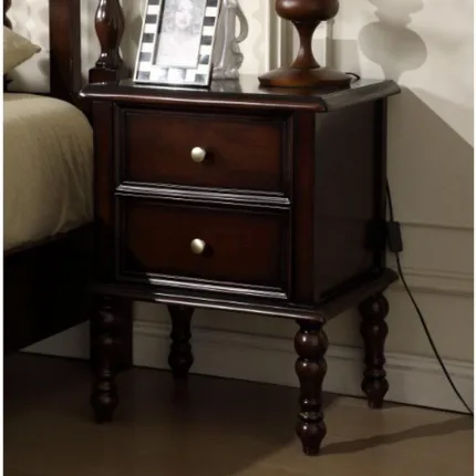 High-Quality Vintage Style Rubber Wood Bedroom Nightstand with Storage, Ideal for B2B Wholesale Market