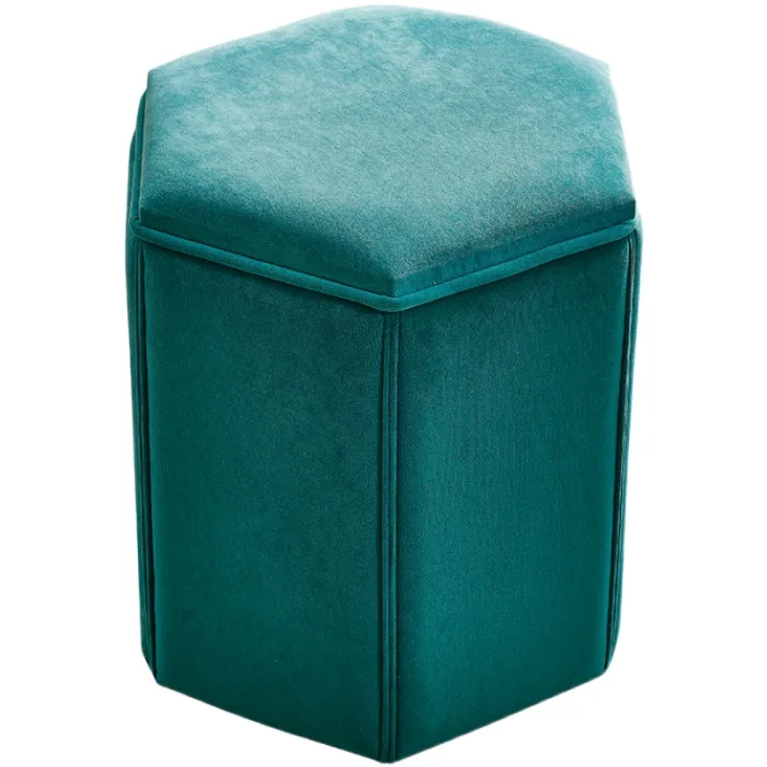 Vanity stool with robust wood frame and cozy sponge seating.