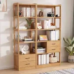 Modern Wood Bookcase - Multi-Purpose Storage Unit with Drawers for Home & Office