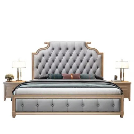 Luxurious French-Style Wooden Bed with a Light and Elegant Touch