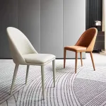 Luxury Padded Leather Dining Chair – Cream Velvet Style​