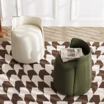  Elegant vanity stool with durable wood and cozy sponge filling.