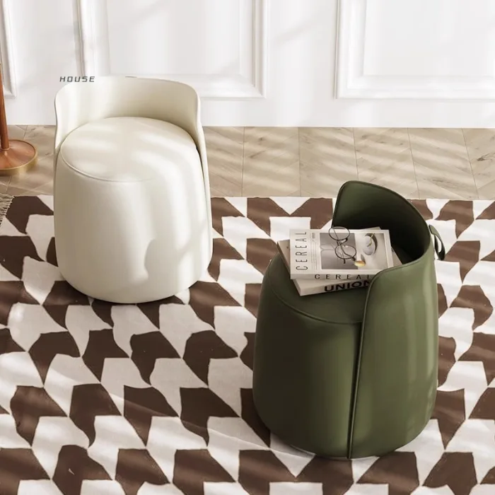  Elegant vanity stool with durable wood and cozy sponge filling.