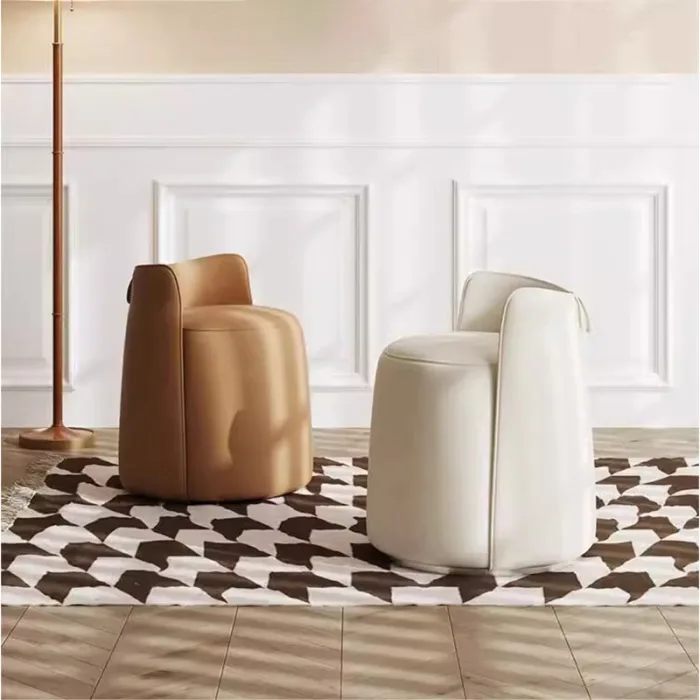  Elegant vanity stool with durable wood and cozy sponge filling.