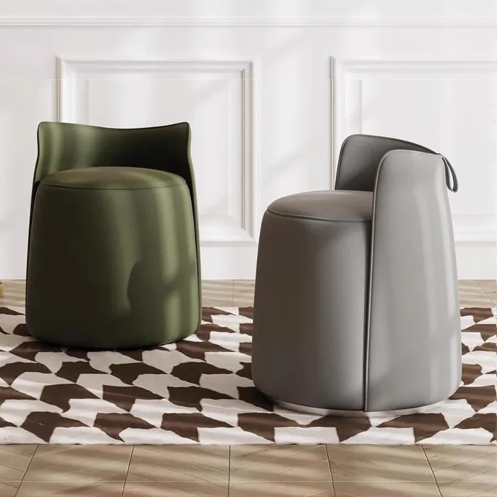  Elegant vanity stool with durable wood and cozy sponge filling.