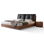 Discover unmatched support and style with our solid wood upholstered bed.