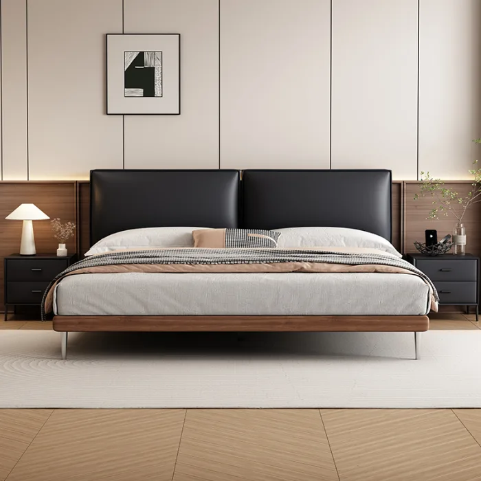 Achieve timeless elegance with a solid wood frame upholstered bed.