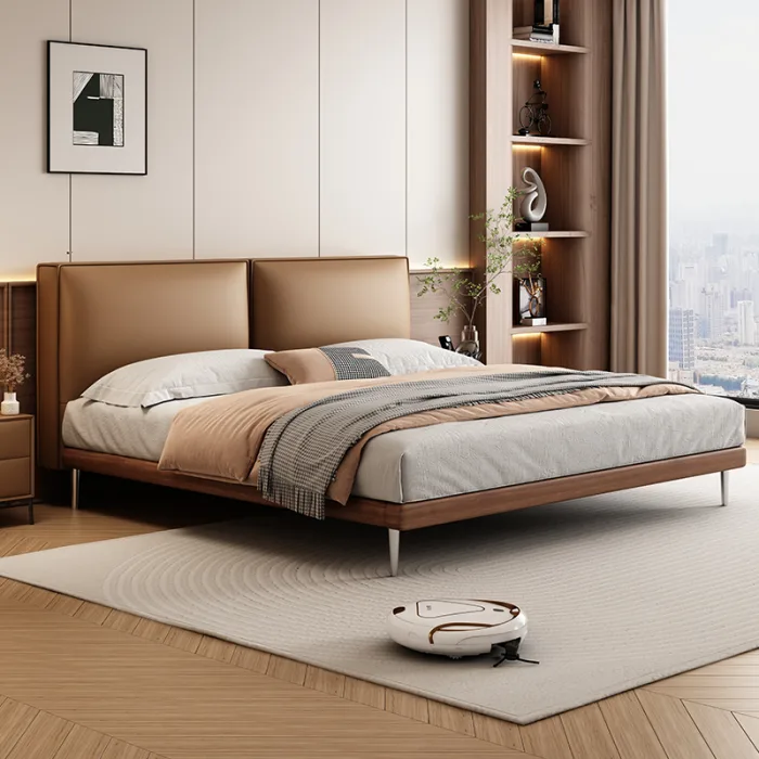 Achieve timeless elegance with a solid wood frame upholstered bed.