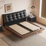 Enhance your bedroom with a solid wood frame bed offering plush comfort.