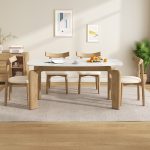 Minimalist Ash Wood and Stone Dining Table for Contemporary Living