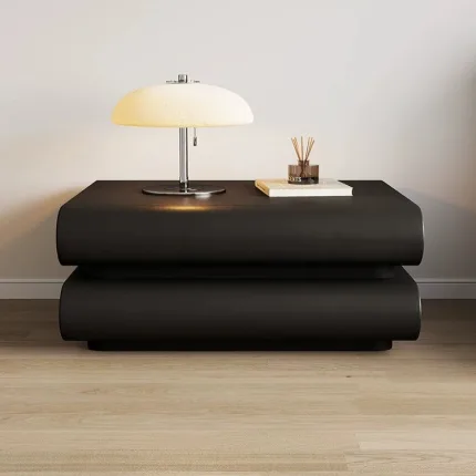 A sleek and modern bedside table that complements any bedroom decor.