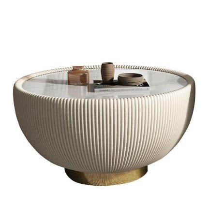 Minimalist Nordic Coffee Table with Stone Surface and Metal Legs for Bulk Orders