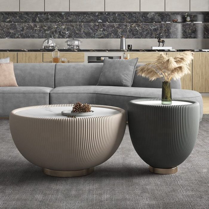 Minimalist Nordic Coffee Table with Stone Surface and Metal Legs for Bulk Orders