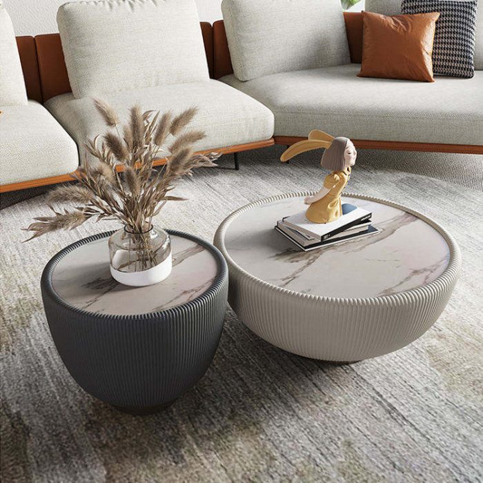 Minimalist Nordic Coffee Table with Stone Surface and Metal Legs for Bulk Orders