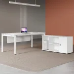 Minimalist Particle Board Office Desk with Storage for Organized Workspaces